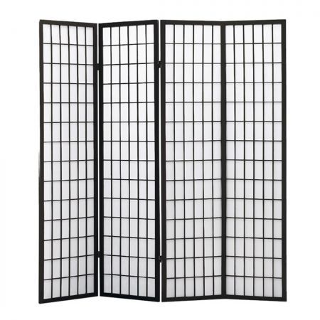 Levede 4 Panel Free Standing Foldable  Room Divider Privacy Screen Black Frame