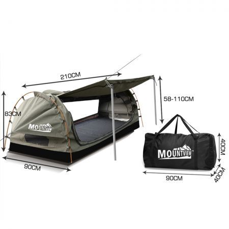 Mountview King Single Swag Camping Swags Canvas Dome Tent Free Standing Grey