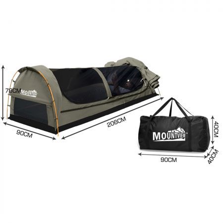 Mountview King Single Swag Camping Swags Canvas Dome Tent Hiking Mattress Grey