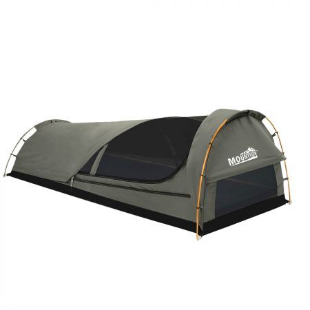 Mountview King Single Swag Camping Swags Canvas Dome Tent Hiking Mattress Grey