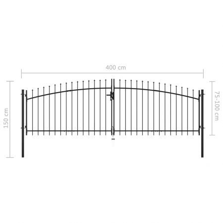 Double Door Fence Gate with Spear Top 400x150 cm