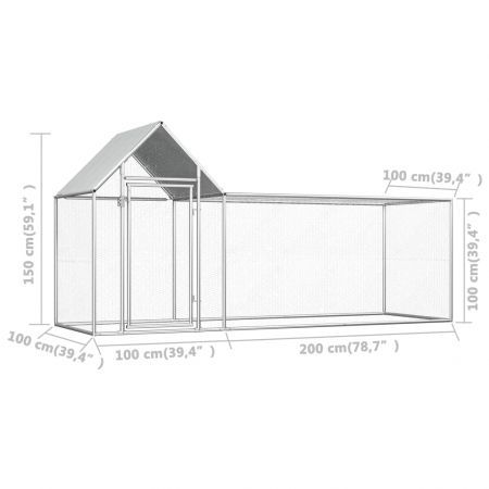 Chicken Coop 3x1x1.5 m Galvanised Steel