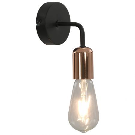 Wall Lights 2 pcs with Filament Bulbs 2 W Black and Copper E27