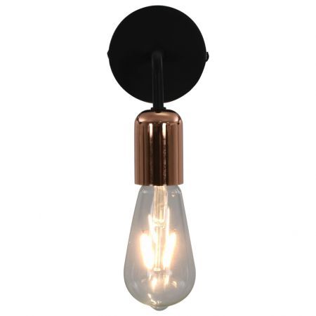 Wall Lights 2 pcs with Filament Bulbs 2 W Black and Copper E27