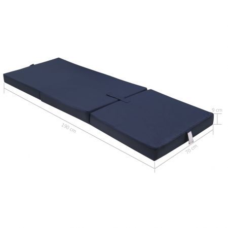 Trifold Foam Mattress Blue Fabric 70x190 cm