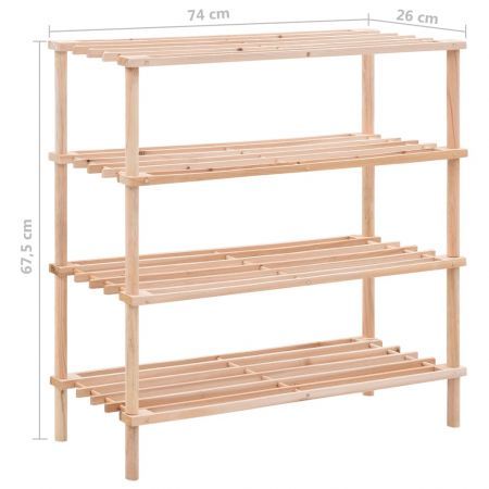 4-Tier Shoe Rack Solid Fir Wood