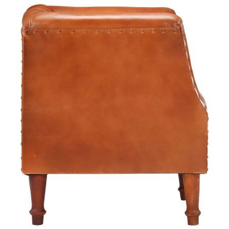 Tub Chair Brown Real Goat Leather