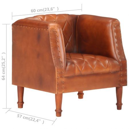 Tub Chair Brown Real Goat Leather