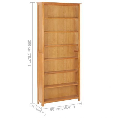 6-Tier Bookcase 90x22.5x200 cm Solid Oak Wood