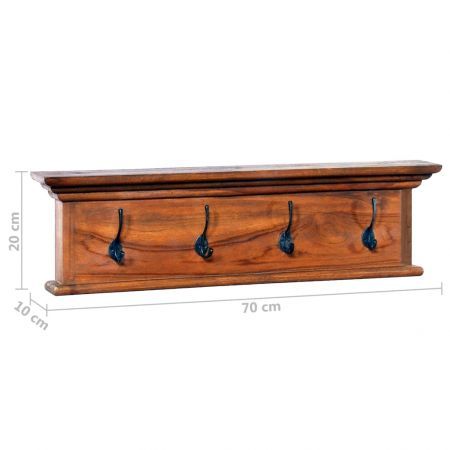 Wall Mounted Coat Rack 70x10x20 cm Solid Teak Wood