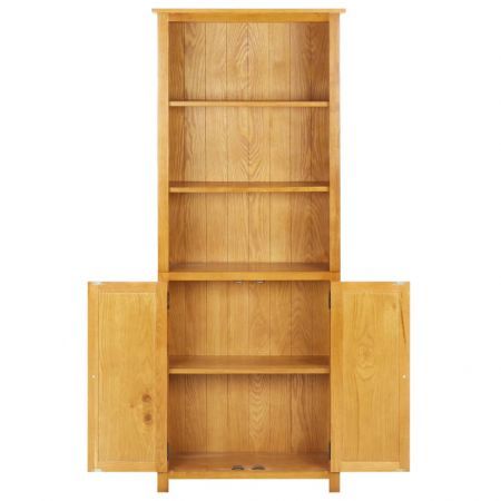 Bookcase with 2 Doors 70x30x180 cm Solid Oak Wood