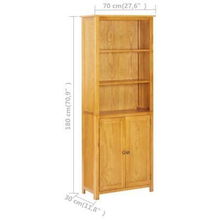 Bookcase with 2 Doors 70x30x180 cm Solid Oak Wood