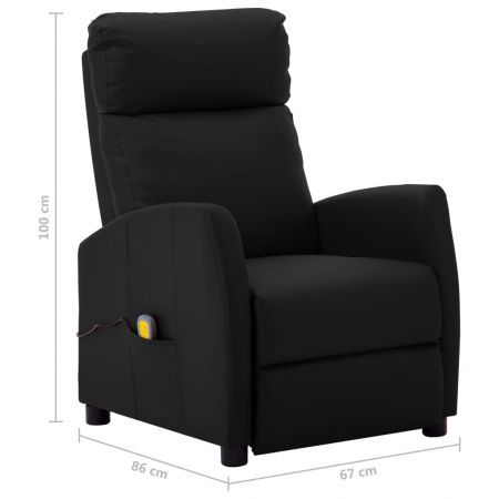 Massage Reclining Chair Black Faux Leather