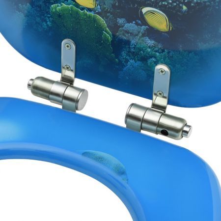 WC Toilet Seats with Soft Close Lid 2 pcs MDF Deep Sea Design