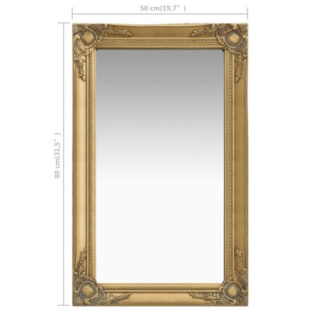 Wall Mirror Baroque Style 50x80 cm Gold