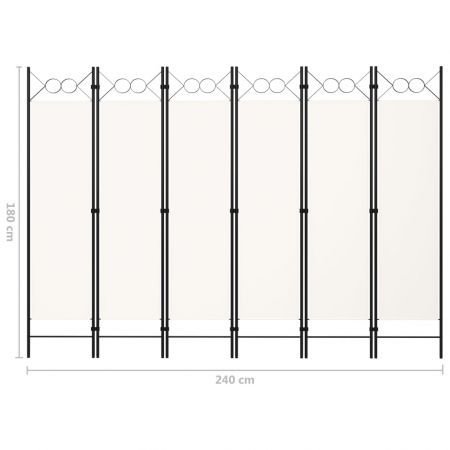 6-Panel Room Divider White 240x180 cm