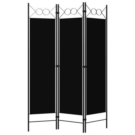 3-Panel Room Divider Black 120x180 cm