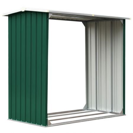 Log Storage Shed Galvanised Steel 172x91x154 cm Green