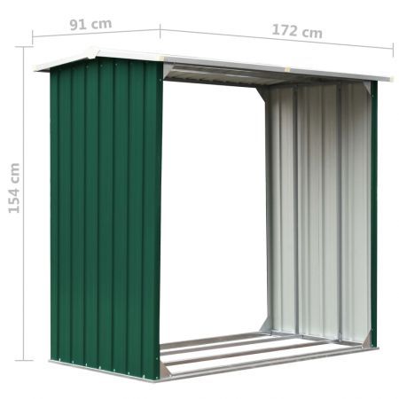 Log Storage Shed Galvanised Steel 172x91x154 cm Green