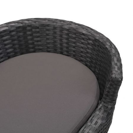 Dog Bed with Cushion Black 90x60 cm Poly Rattan