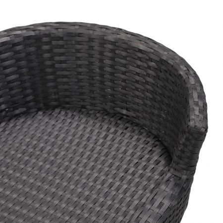 Dog Bed with Cushion Black 90x60 cm Poly Rattan