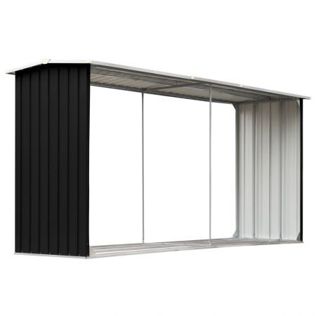 Garden Log Storage Shed Galvanised Steel 330x92x153 cm Anthracite