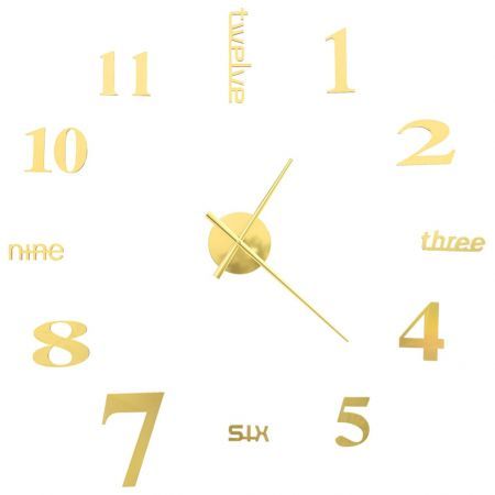 3D Wall Clock Modern Design 100 cm XXL Gold