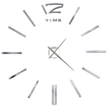 3D Wall Clock Modern Design 100 cm XXL Silver