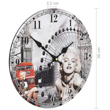 Vintage Wall Clock Marilyn Monroe 30 cm