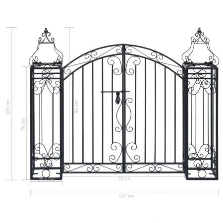 Ornamental Garden Gate Wrought Iron 122x20.5x100 cm