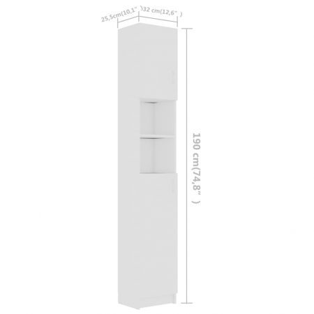Bathroom Cabinet White 32x25.5x190 cm Chipboard