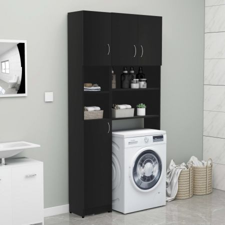 Bathroom Cabinet Black 32x25.5x190 cm Chipboard