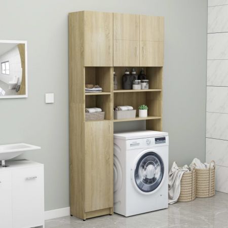 Bathroom Cabinet Sonoma Oak 32x25.5x190 cm Chipboard