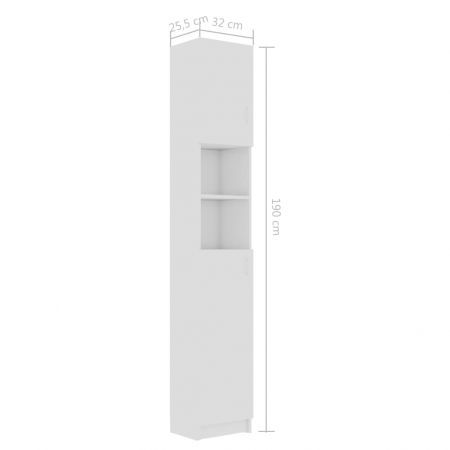 Bathroom Cabinet High Gloss White 32x25.5x190 cm Chipboard