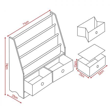 Levede Wooden Kids Children Bookcase Bookshelf Toy Organiser Storage Bin Rack