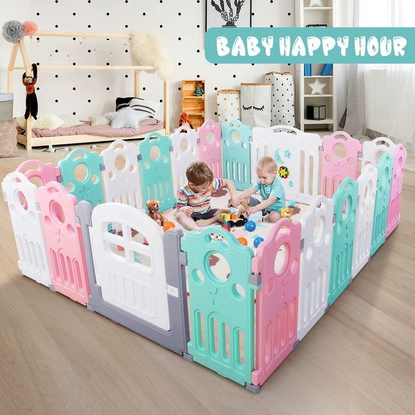 Baby Playpen Fence Kids Enclosure Child Barrier Activity Centre Safety Gate Toddler Play Room Yard Games Music 20 Panels