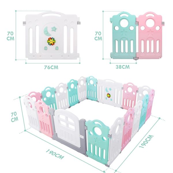 Baby Playpen Fence Child Enclosure Barrier Activity Centre Kids Safety Gate Toddler Play Room Yard Games Music 18 Panels