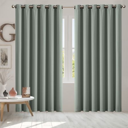 2x Blockout Curtains Panels 3 Layers Eyelet Room Darkening 240x230cm Grey