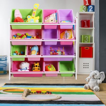 Levede 12Bins Kids Toy Box Bookshelf Organiser Display Shelf Storage Rack Drawer