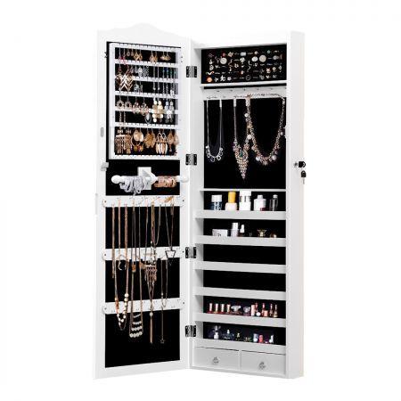 Mirror Jewellery Cabinet Makeup Storage Ear Ring Necklace Box with Drawers 2 Way