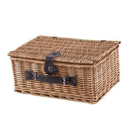 Picnic Basket Set 2 Person Willow Baskets Deluxe Outdoor Travel Camping Blanket