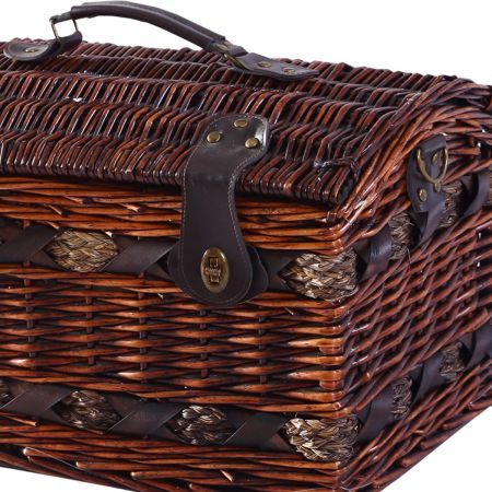 Picnic Basket Set 2 Person Willow Baskets Deluxe Outdoor Travel Camping Blanket