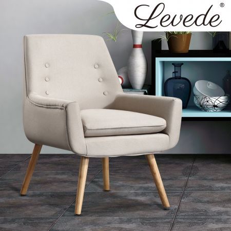 Levede 2x Upholstered Fabric Dining Chair Kitchen Wooden Modern Cafe Chairs