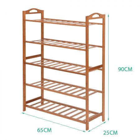 2x Levede 5 Tier Bamboo Shoe Rack Shoes Organizer Storage Shelves Stand Shelf