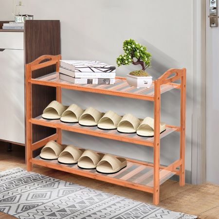 2x Levede 3 Tier Bamboo Shoe Rack Shoes Organizer Storage Shelves Stand Shelf