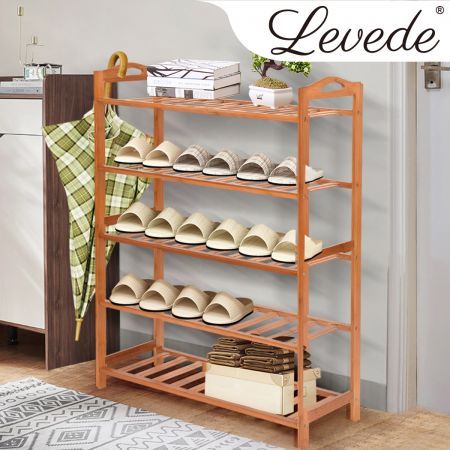 Levede 5 Tiers Bamboo Shoe Rack Storage Organizer Wooden Shelf Stand Shelves