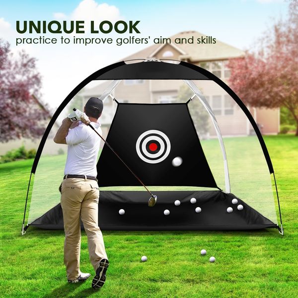 3M Golf Practice Net Hitting Chipping Training Aid Cage for Home Backyard Black