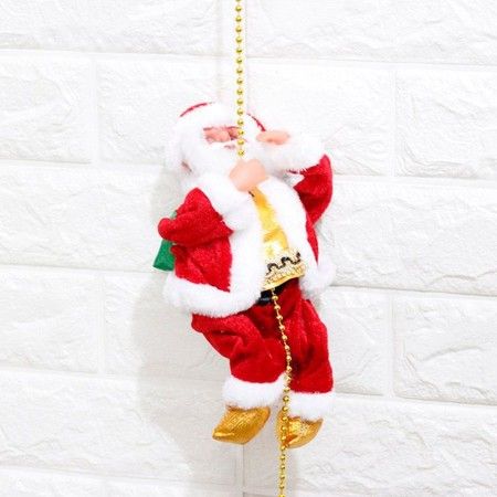 Climbing Santa Claus Christmas Up and Down  Ornament Decoration Gift Battery Operated Toy with Light Music and Sound