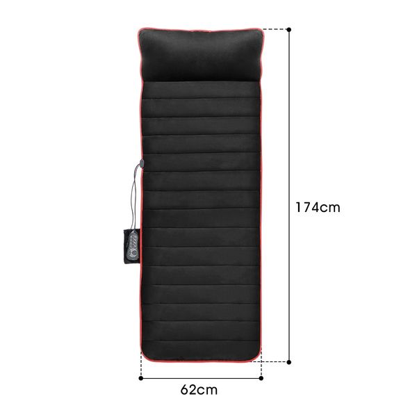 10 Motor Vibrating Massage Mat Full Body Massage Pad with Heat Black