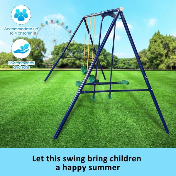 Kid Swing Set Outdoor Playset Playground Equipment Child Backyard Fun with 2 Swing Seats 1 Glider